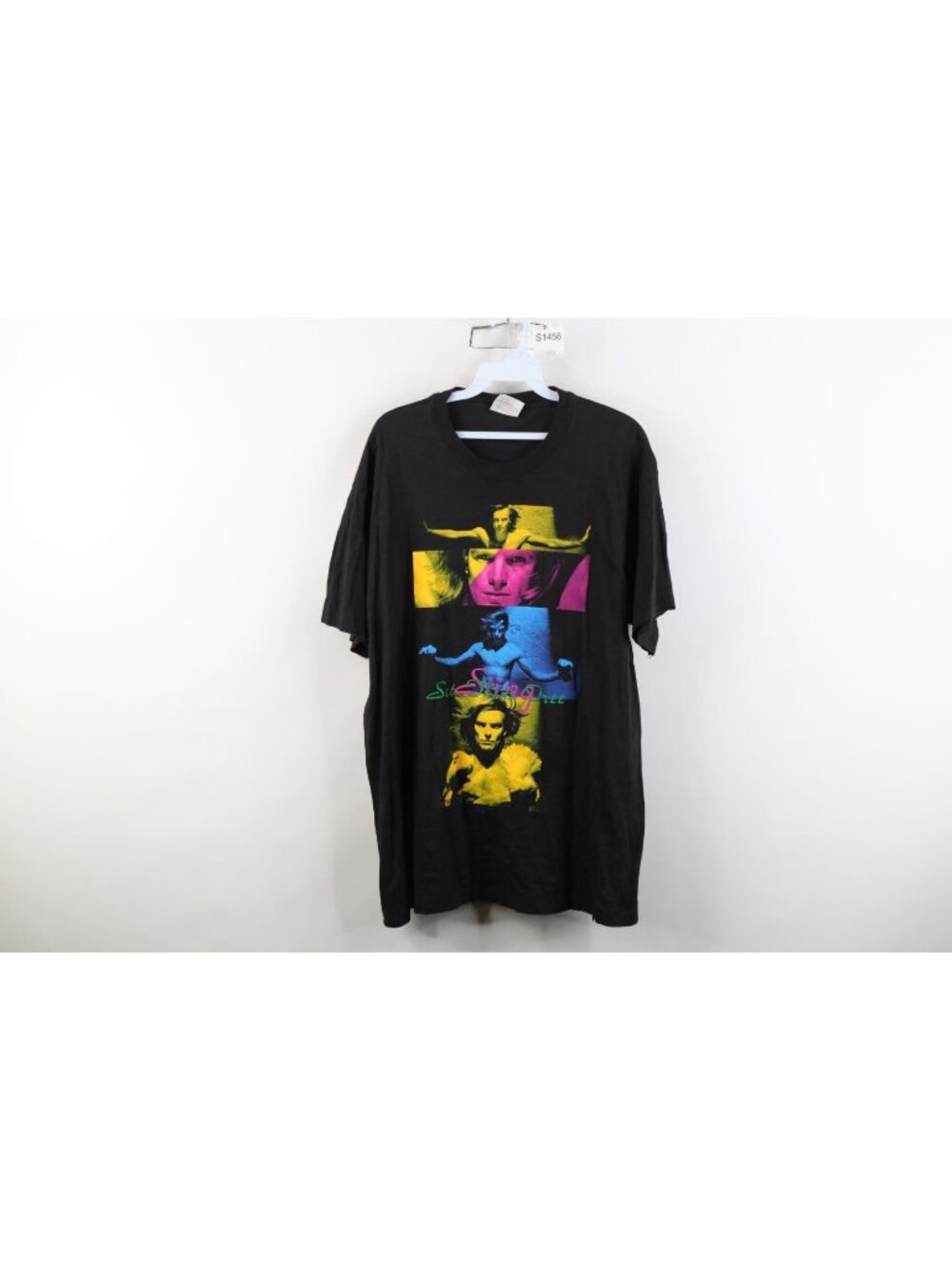 Vintage 90s Mens XL Set Them Free Tour Sting Band Short Sleeve T-Shirt Black USA
